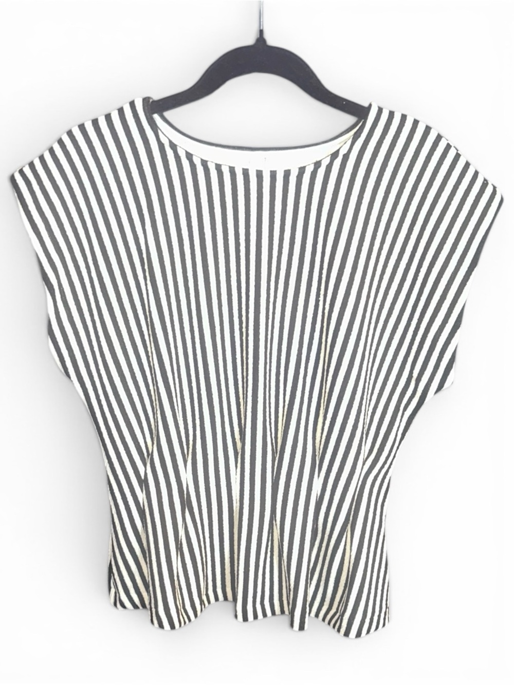 Glam Lg Black and White Striped Blouse